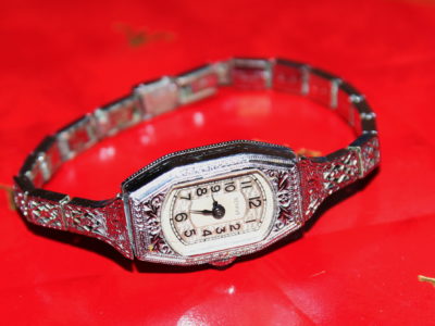 Benrus швейцарские часы - наплавленное белое золото 585 пробы 20-е годы ХХ века