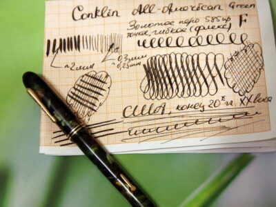 Conklin All-American Green Marble - гибкое перо F 585 пробы